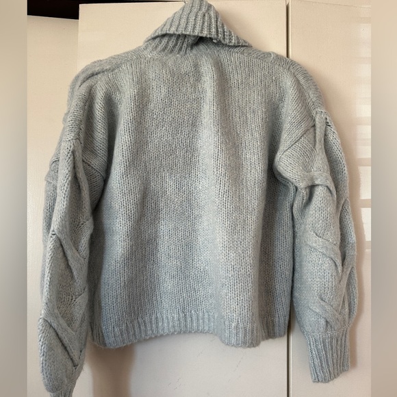 NWT Madewell Somervell Cable Turtleneck Sweater in Heather Iceberg - Picture 4 of 6